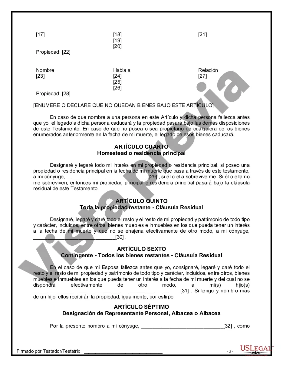 Preview Paquete de Voluntades Mutuas con Últimas Voluntades y Testamentos para Pareja Casada con Hijos Adultos