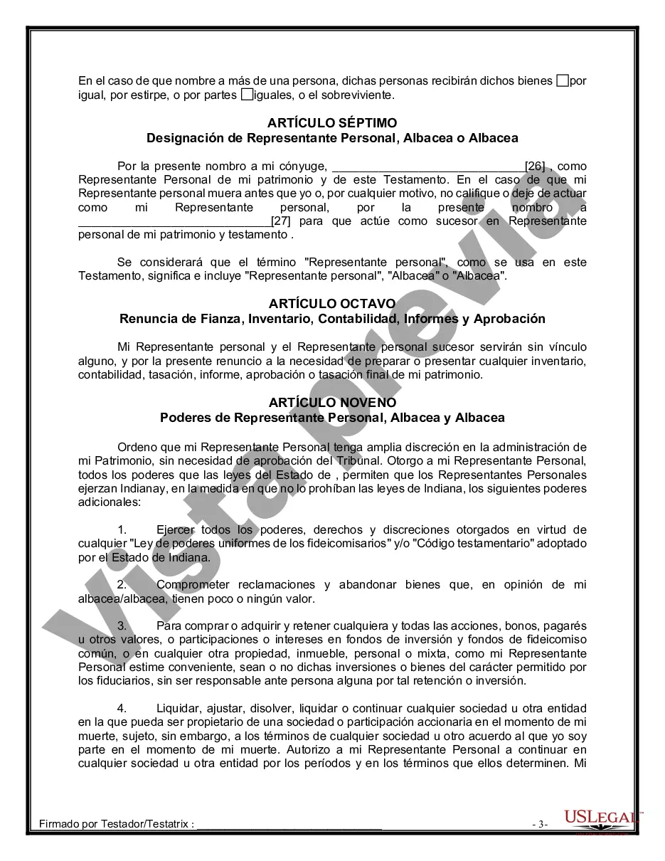 Preview Paquete de Voluntades Mutuas con Últimas Voluntades y Testamentos para Pareja Casada sin Hijos