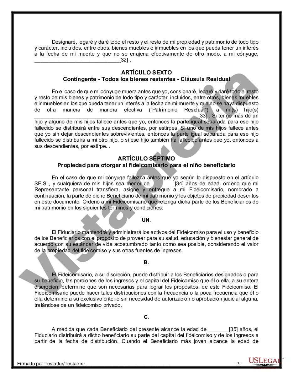 Preview Paquete de Voluntades Mutuas con Últimas Voluntades y Testamentos para Pareja Casada con Hijos Menores