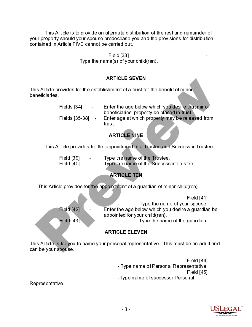 Preview Mutual Wills Package with Last Wills and Testaments for Married Couple with Adult and Minor Children