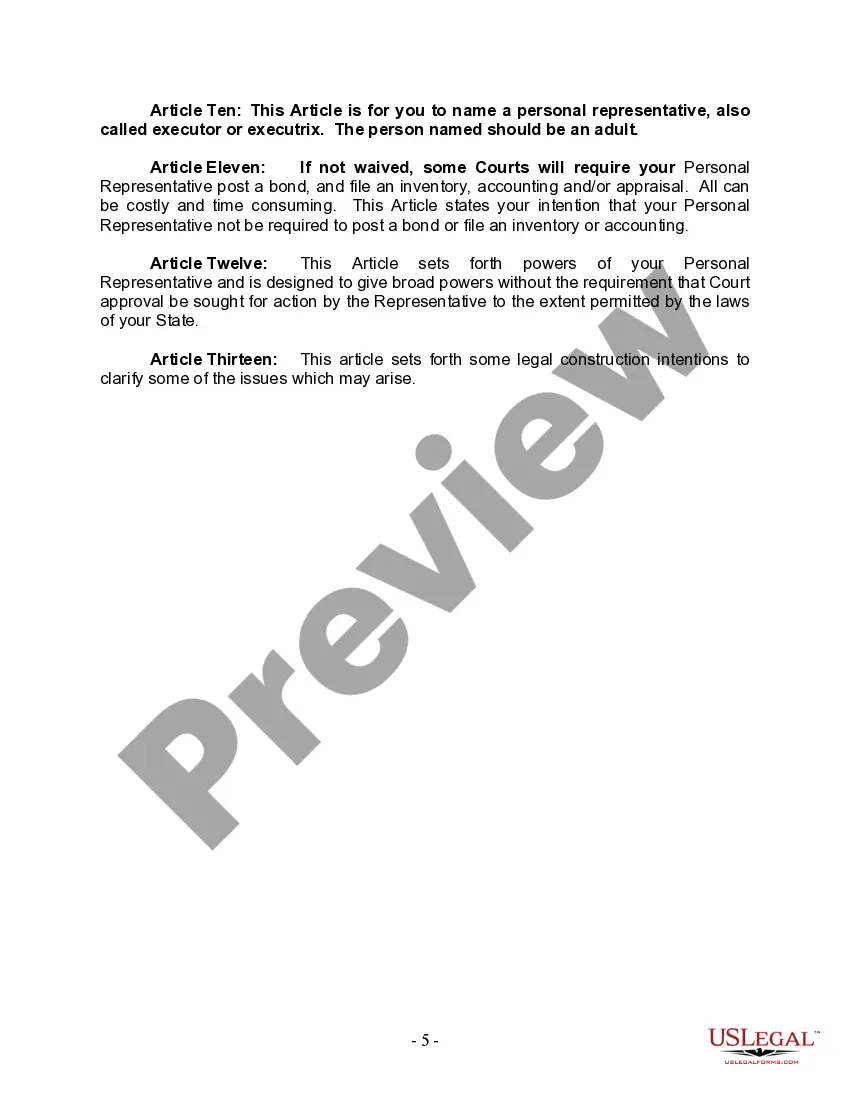 Get Last Will and Testament for a Widow or Widower with Adult and Minor Children Preview Last Will and Testament for a Widow or Widower with Adult and Minor Children