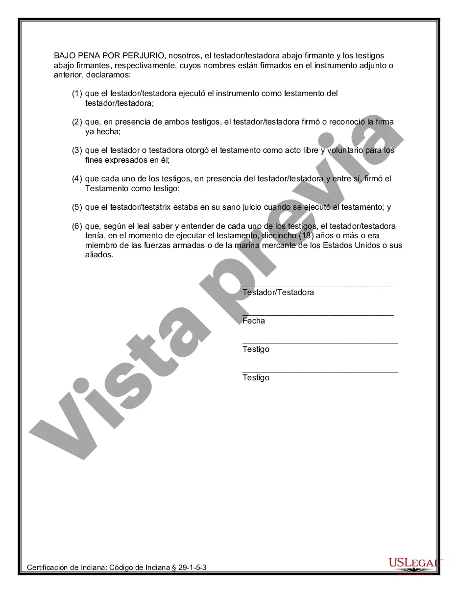 Preview Último testamento legal y formulario de testamento con todos los bienes en fideicomiso llamado testamento invertido