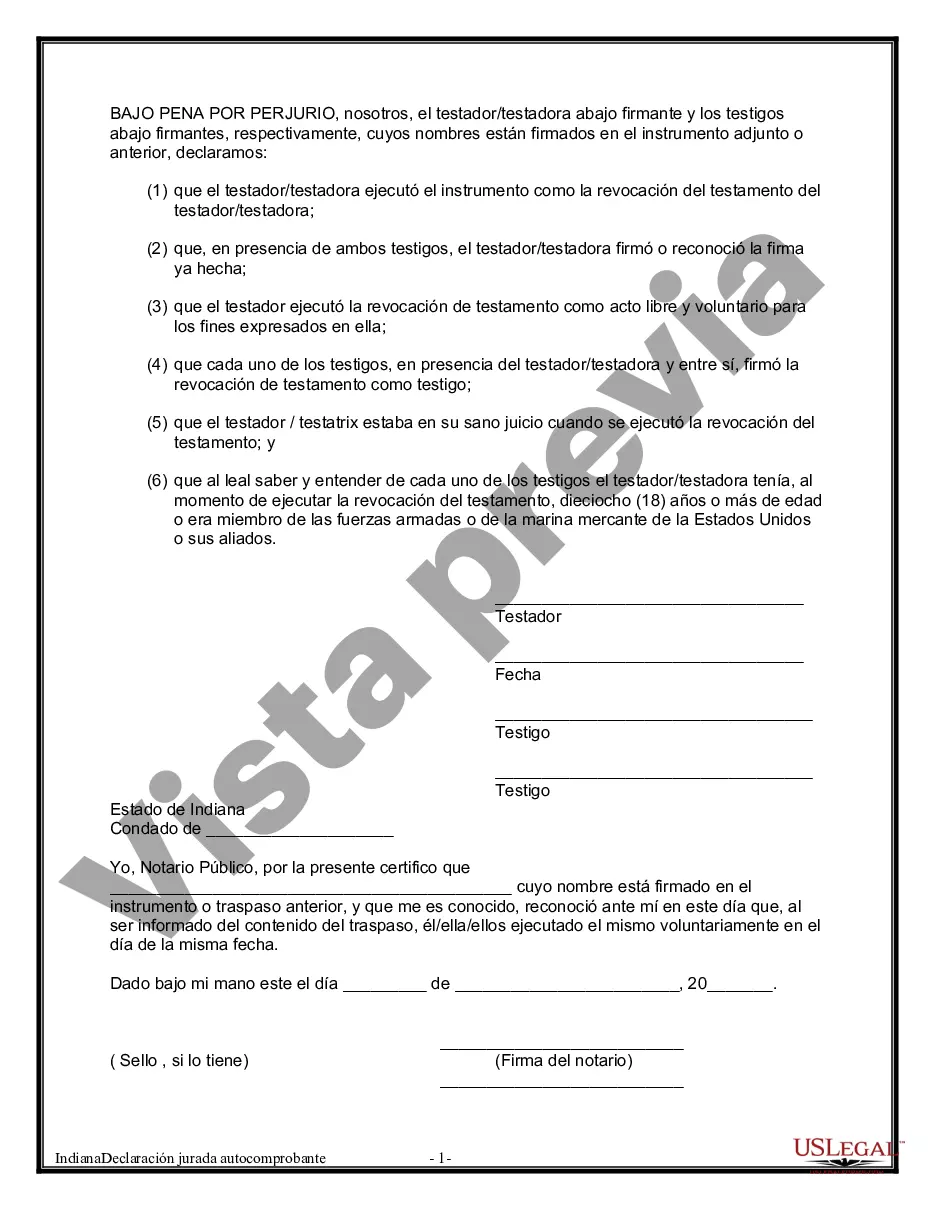 Preview Revocación por escrito del testamento