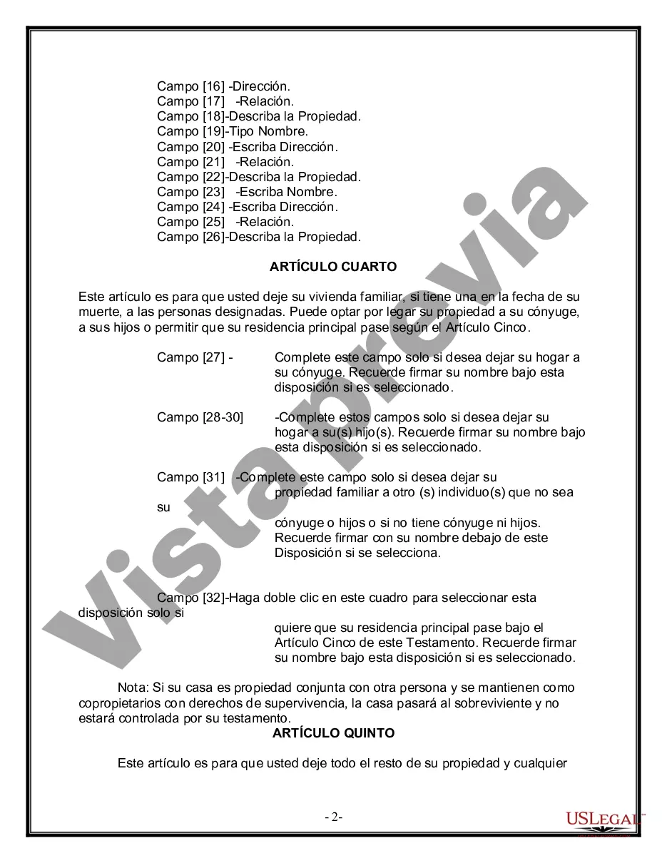 Preview Última voluntad y testamento para otras personas