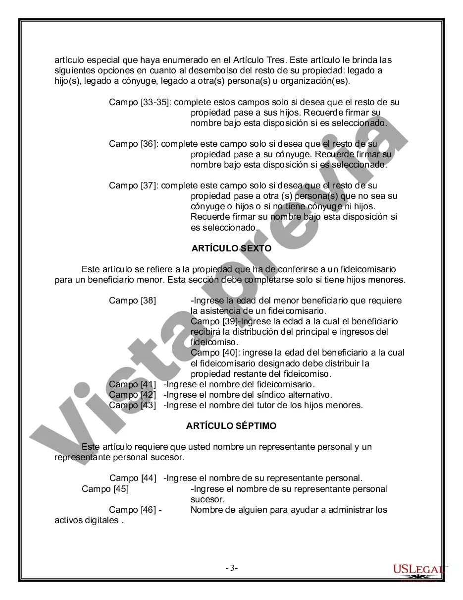 Preview Última voluntad y testamento para otras personas