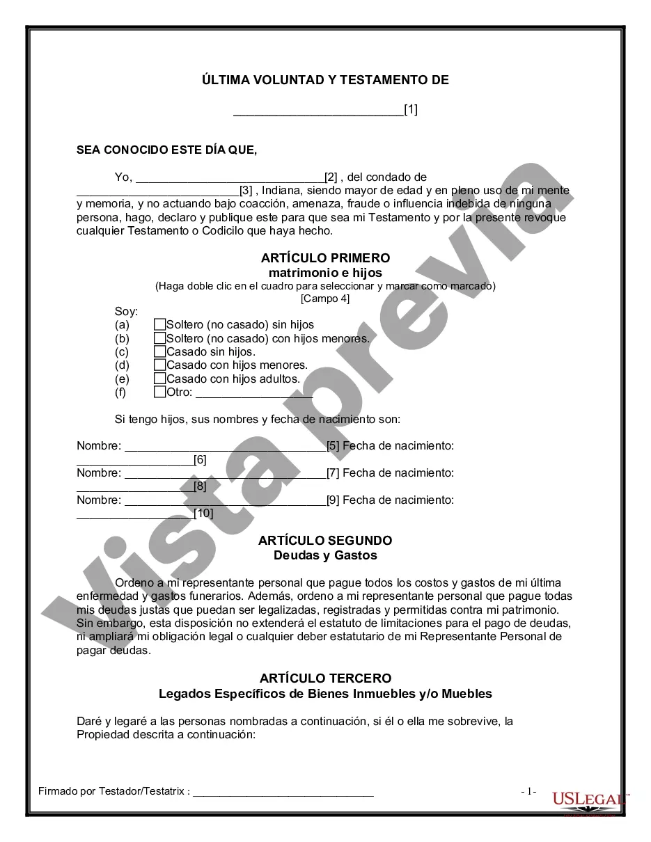 Preview Última voluntad y testamento para otras personas