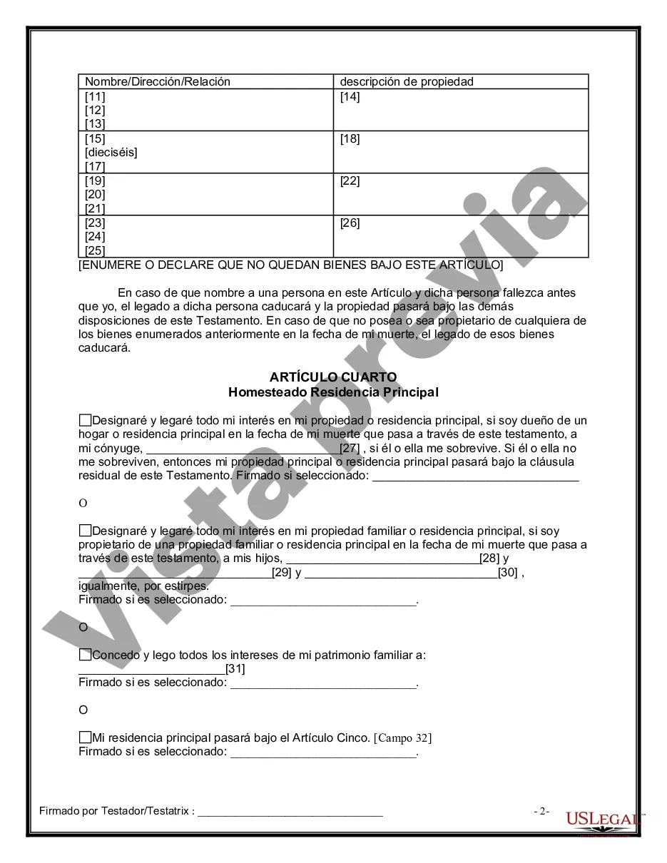 Preview Última voluntad y testamento para otras personas