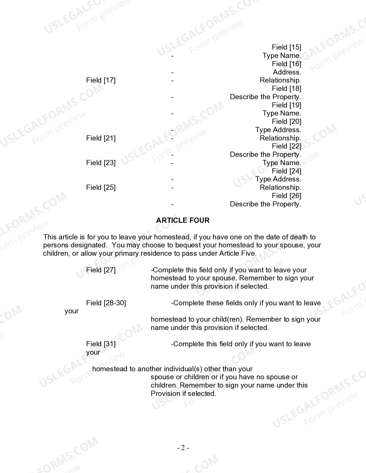 Preview Last Will and Testament for other Persons