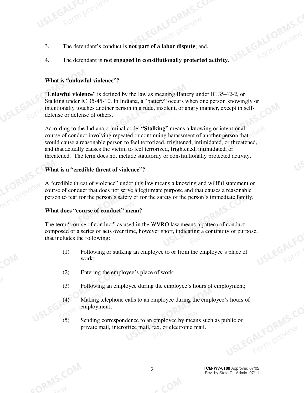 Preview Instructions for Petitions to Prohibit Workplace Violence