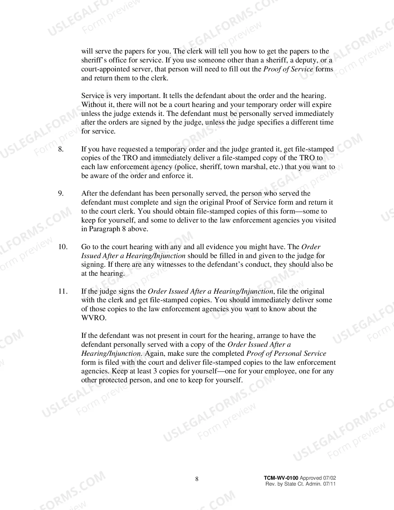 Preview Instructions for Petitions to Prohibit Workplace Violence