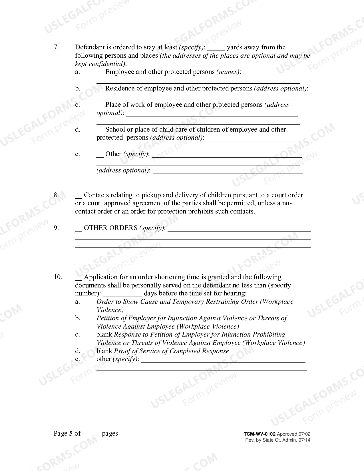 Preview Order to Show Cause (Workplace Violence) & Temporary Restraining Order