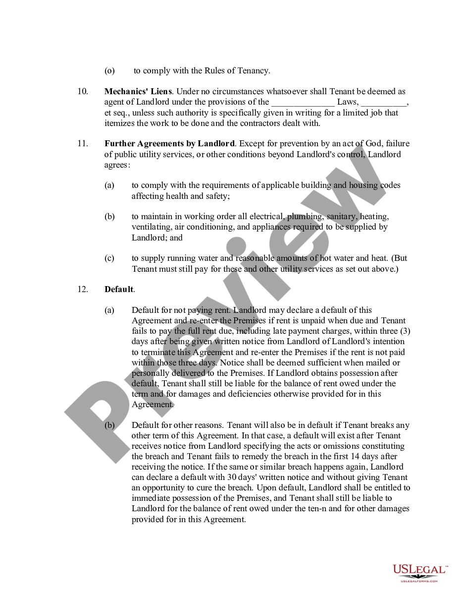 page 2 Residential Rental Agreement preview
