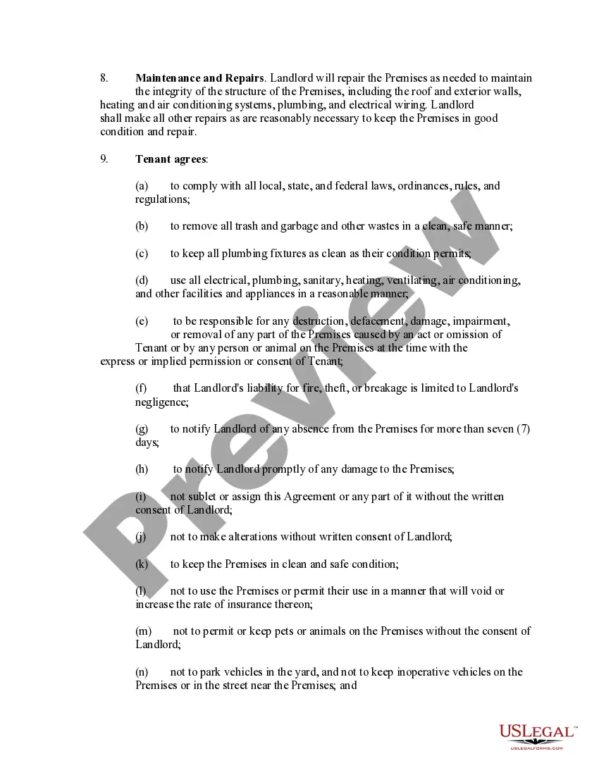 Preview Residential Rental Agreement