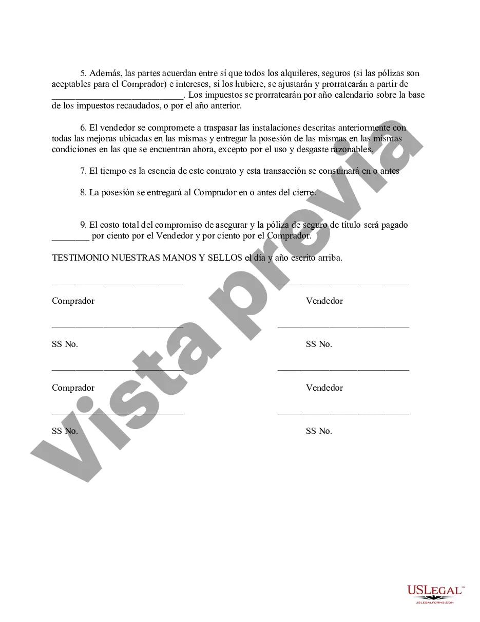 Preview Contrato de Compra de Bienes Raíces