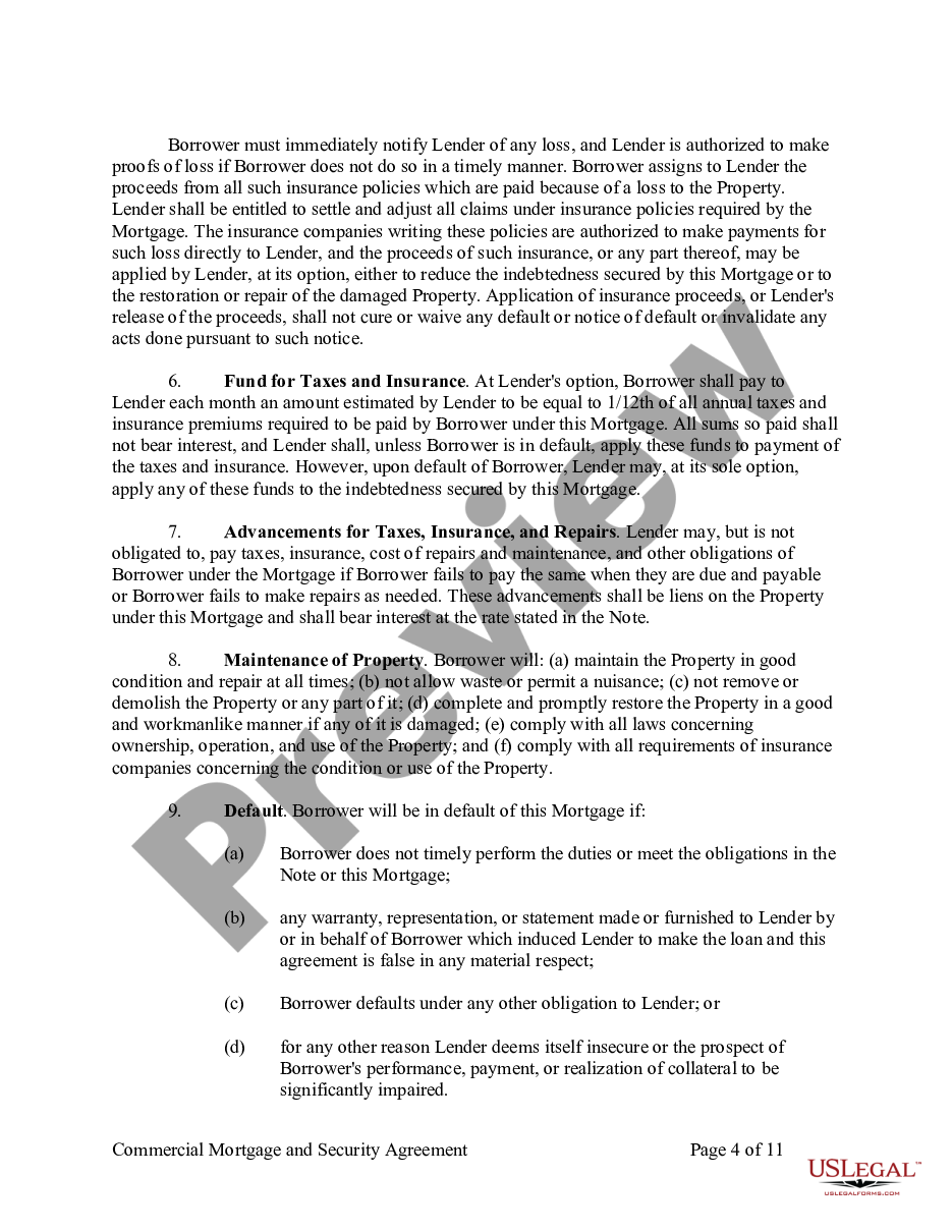 page 3 Commercial Mortgage and Security Agreement preview