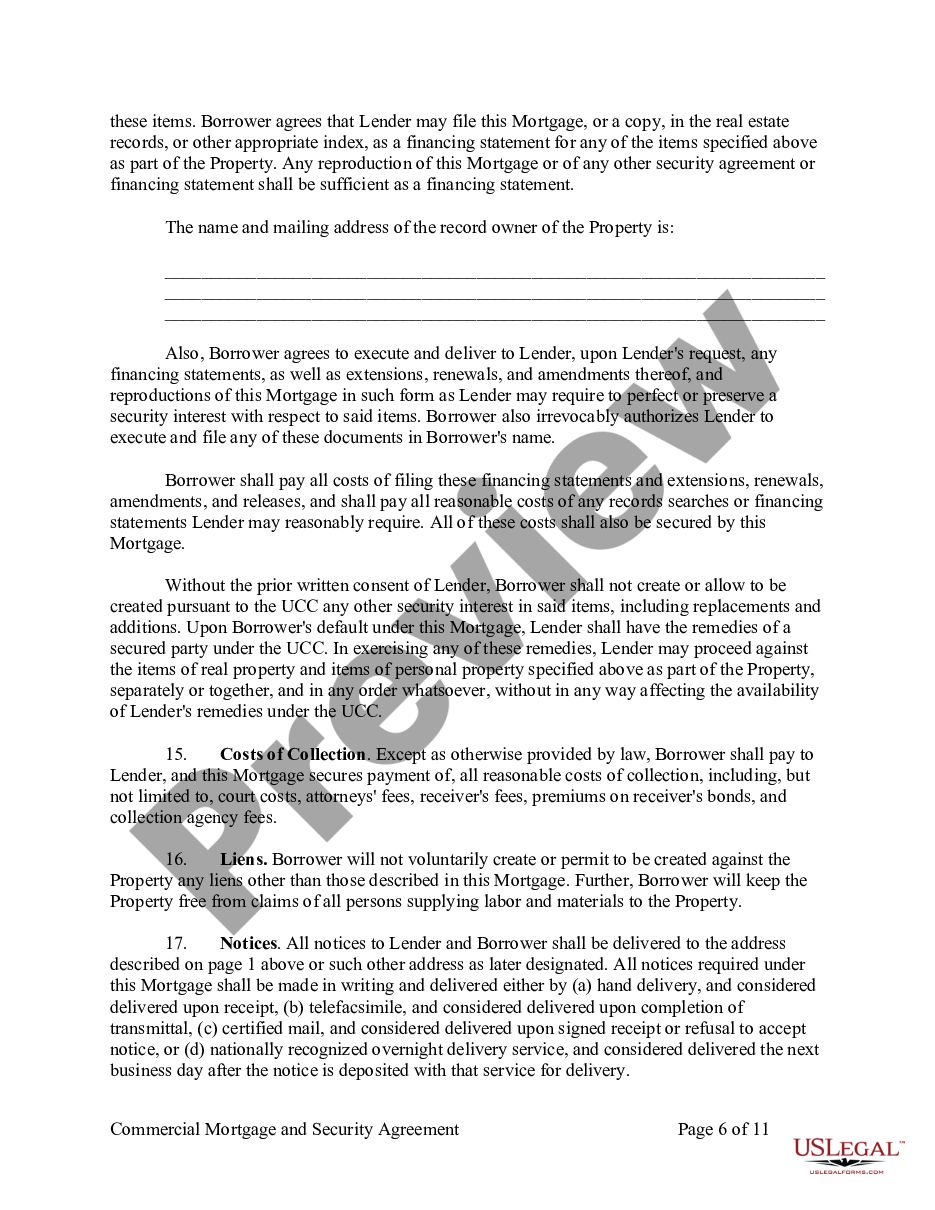page 5 Commercial Mortgage and Security Agreement preview
