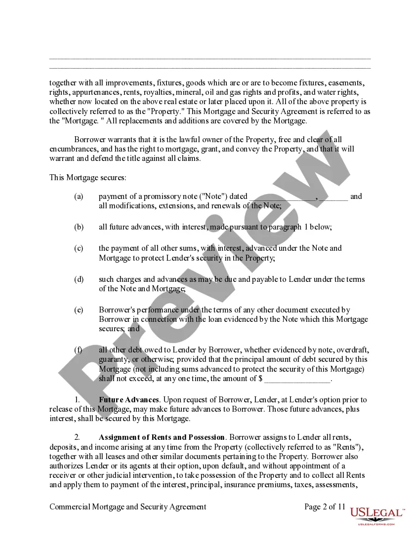 Get Commercial Mortgage and Security Agreement Preview Commercial Mortgage and Security Agreement