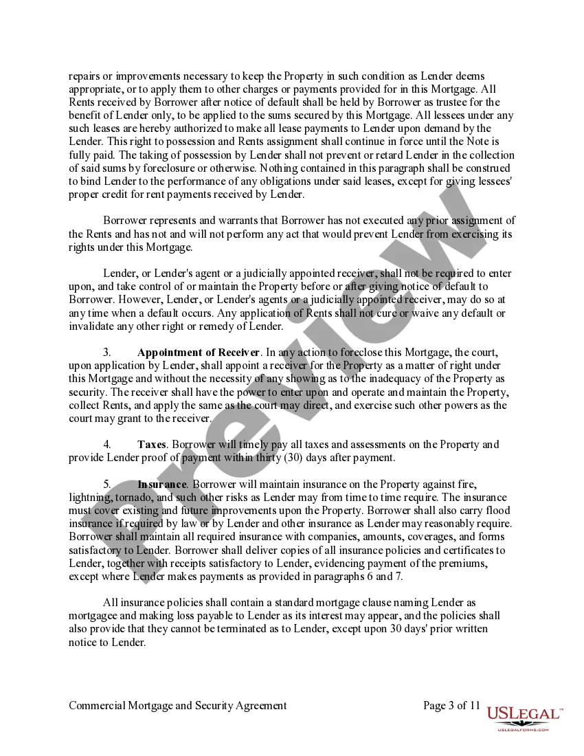 Get Commercial Mortgage and Security Agreement Preview Commercial Mortgage and Security Agreement