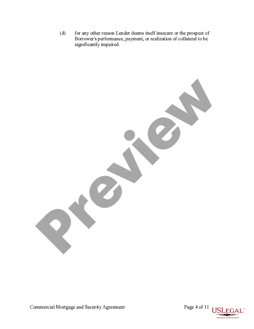 Get Commercial Mortgage and Security Agreement Preview Commercial Mortgage and Security Agreement