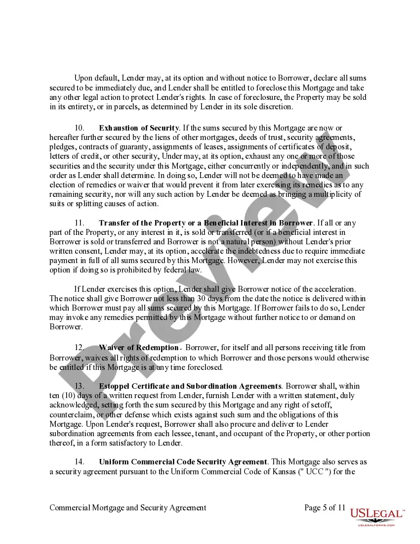 Get Commercial Mortgage and Security Agreement Preview Commercial Mortgage and Security Agreement