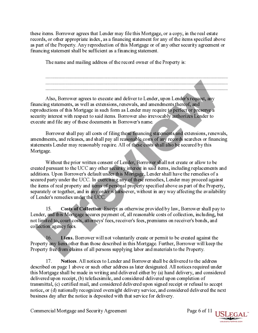 Get Commercial Mortgage and Security Agreement Preview Commercial Mortgage and Security Agreement