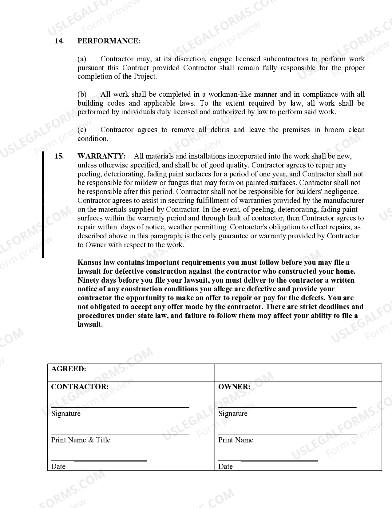 Preview Painting Contract for Contractor