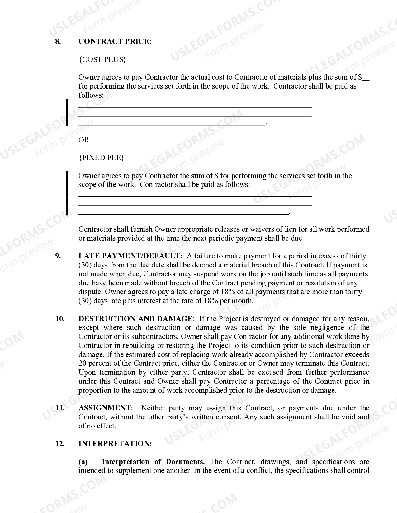 Preview HVAC Contract for Contractor