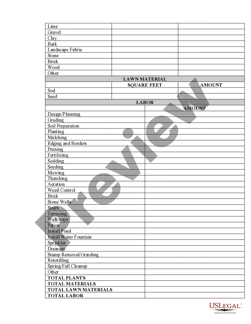 Preview Landscape Contract for Contractor