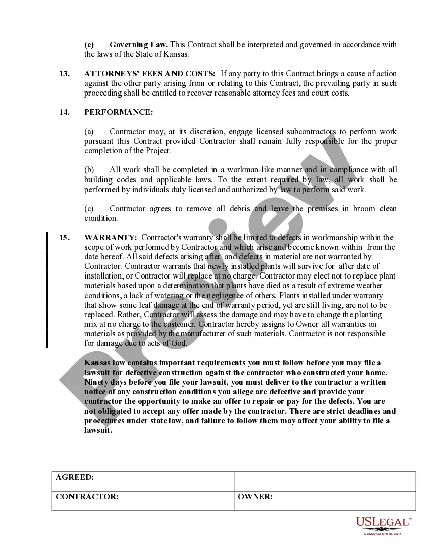 Preview Landscape Contract for Contractor