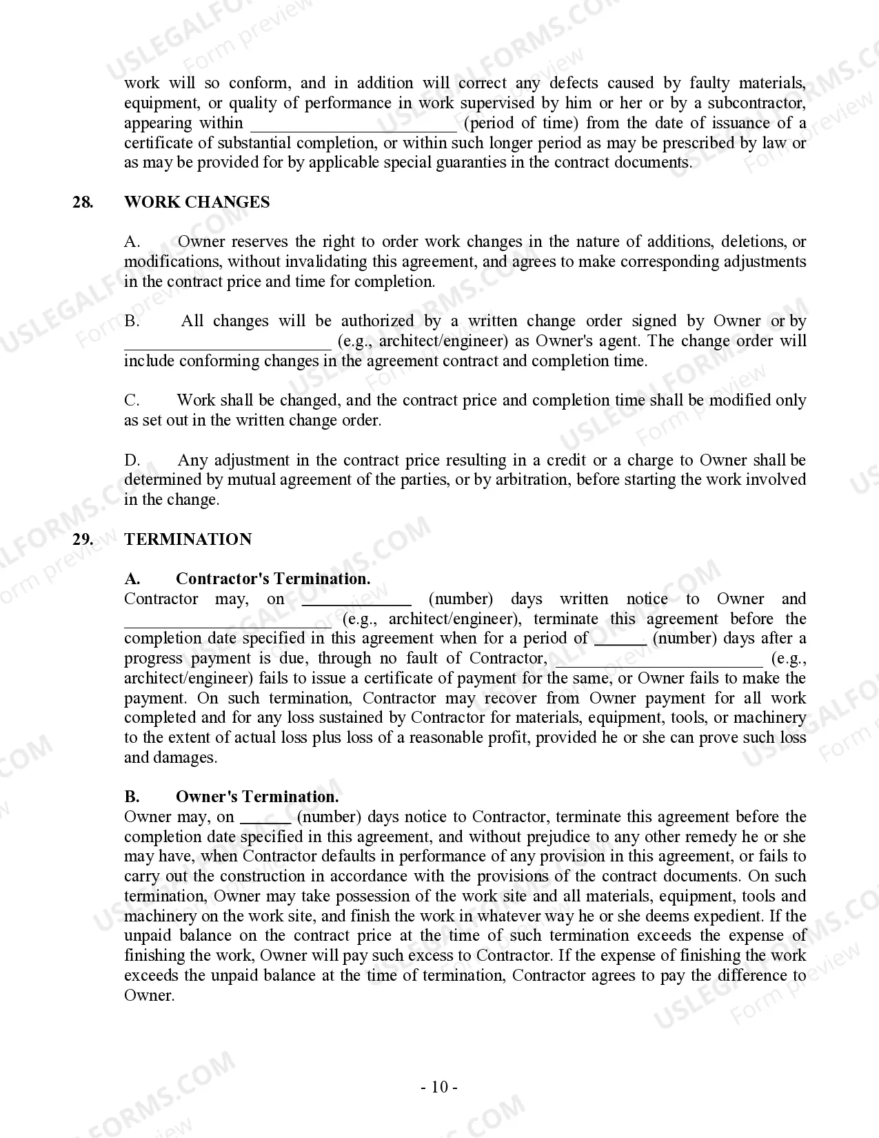 Preview Commercial Contract for Contractor