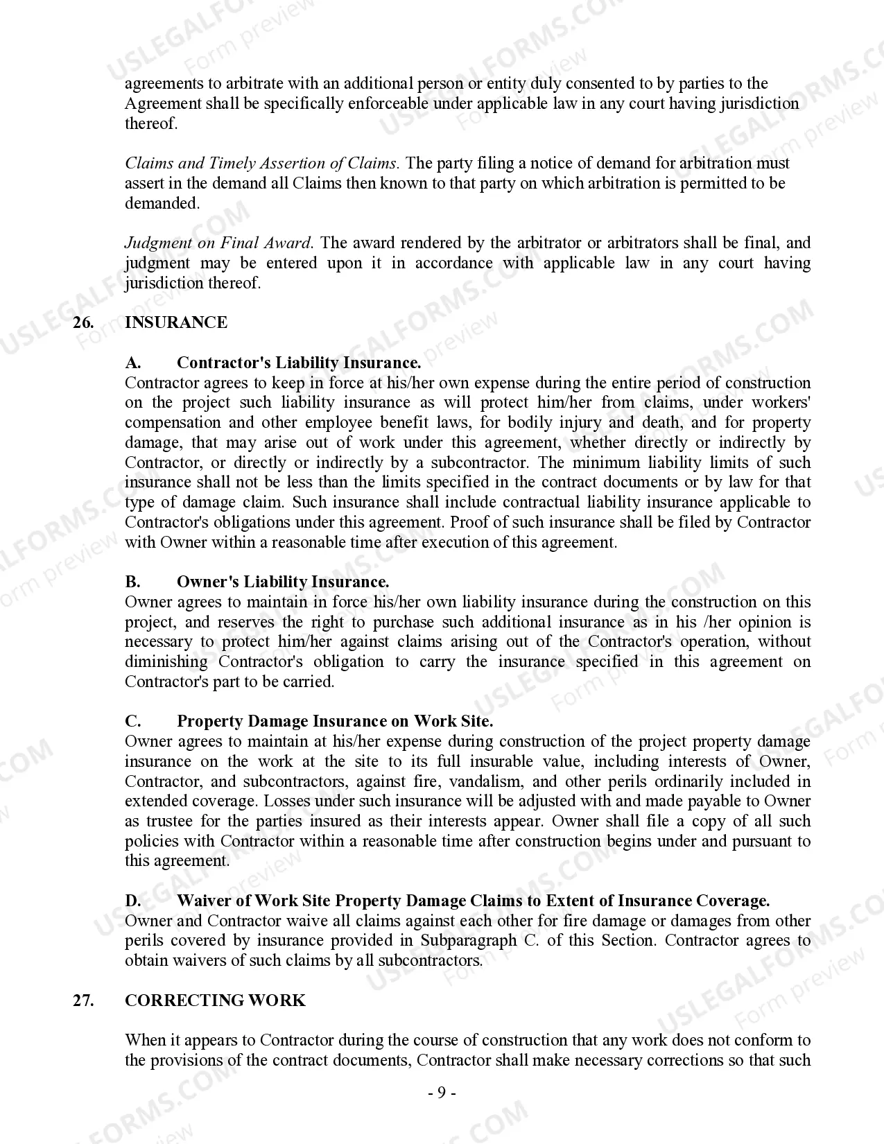 Preview Commercial Contract for Contractor