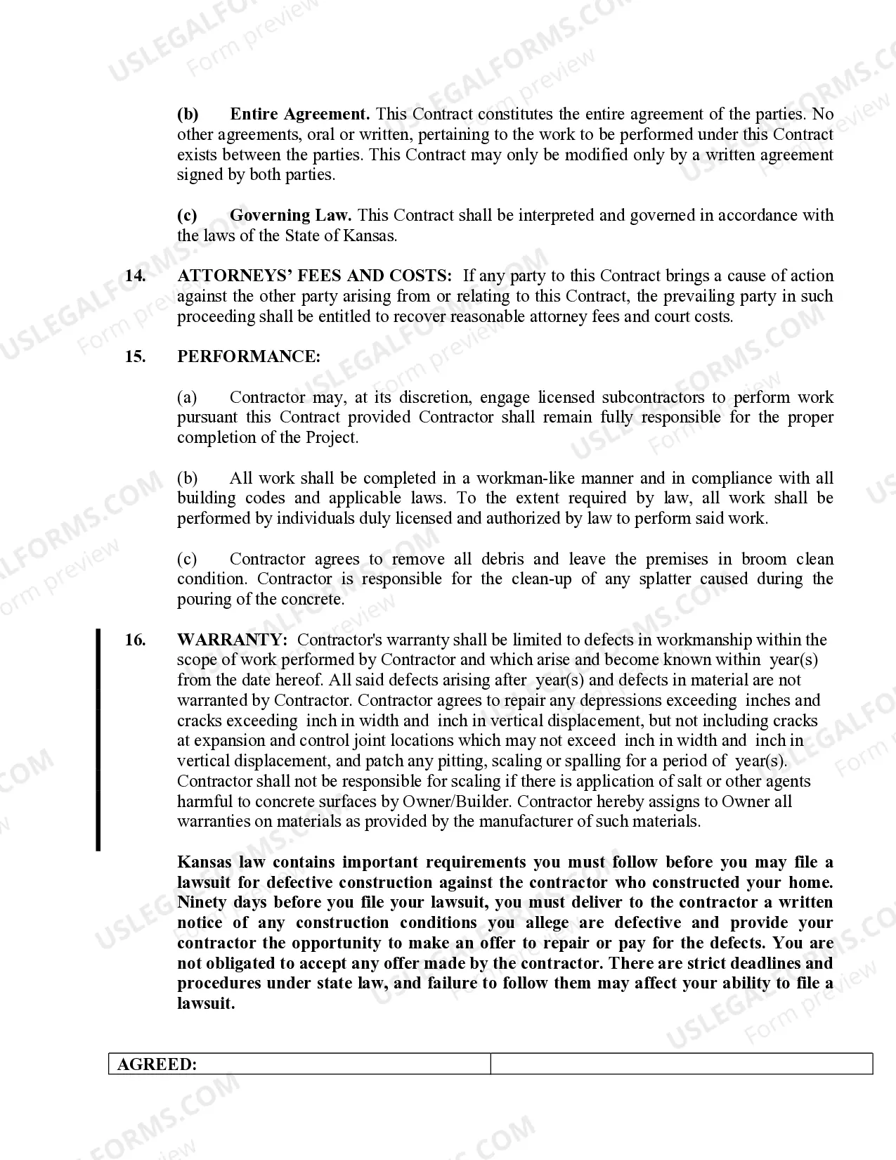 Preview Concrete Mason Contract for Contractor