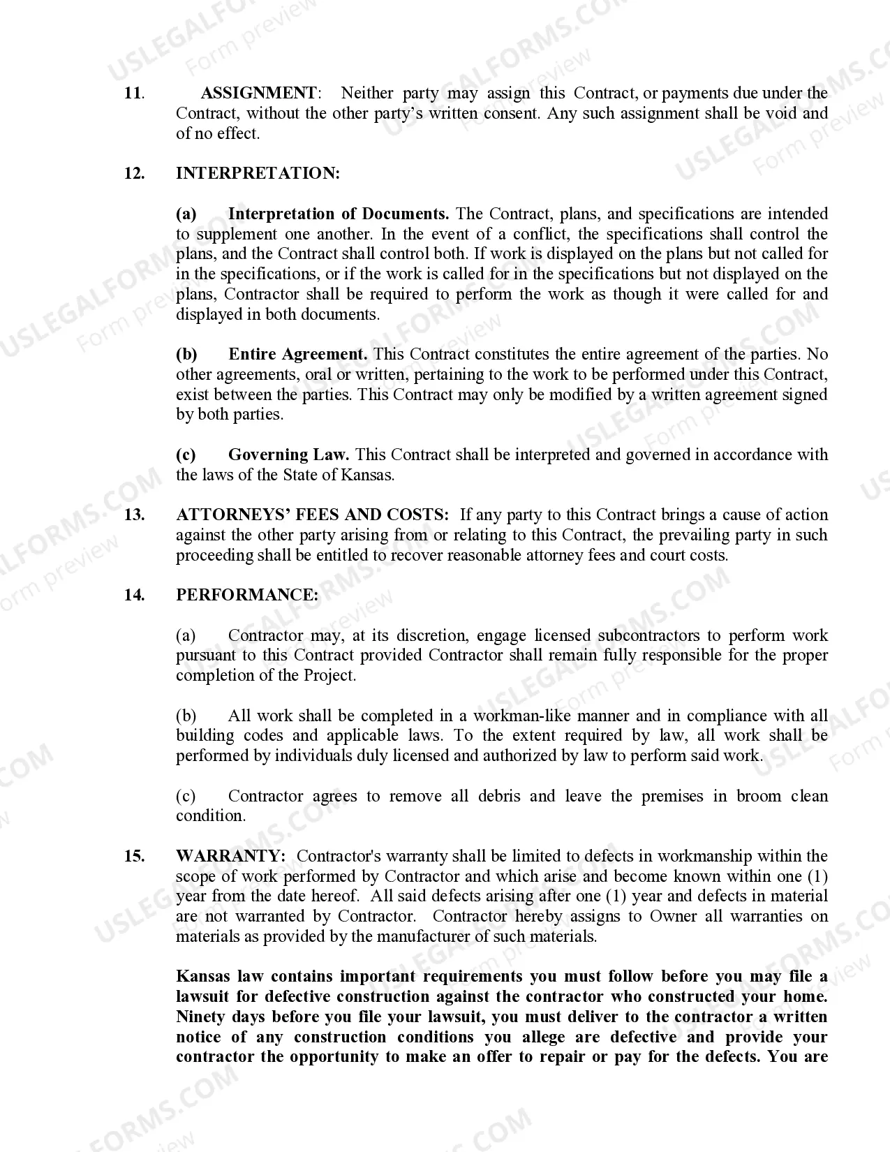 Preview Demolition Contract for Contractor