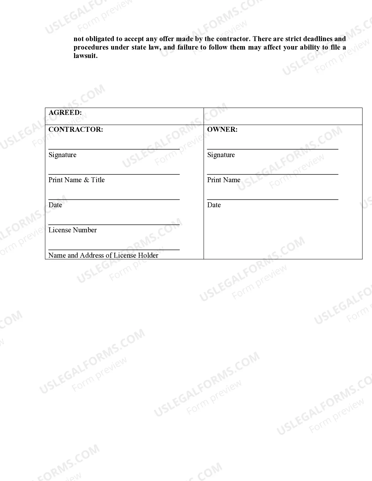 Preview Demolition Contract for Contractor