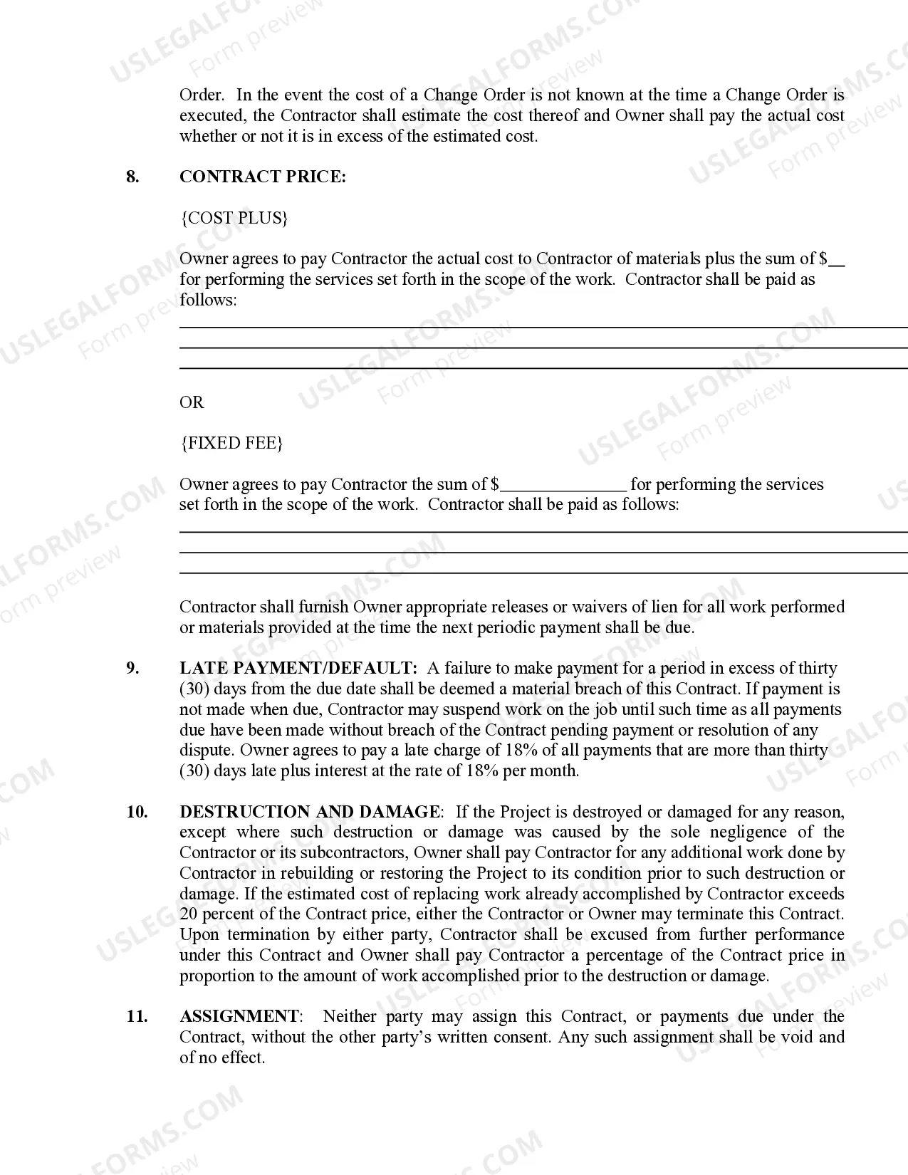 Preview Security Contract for Contractor