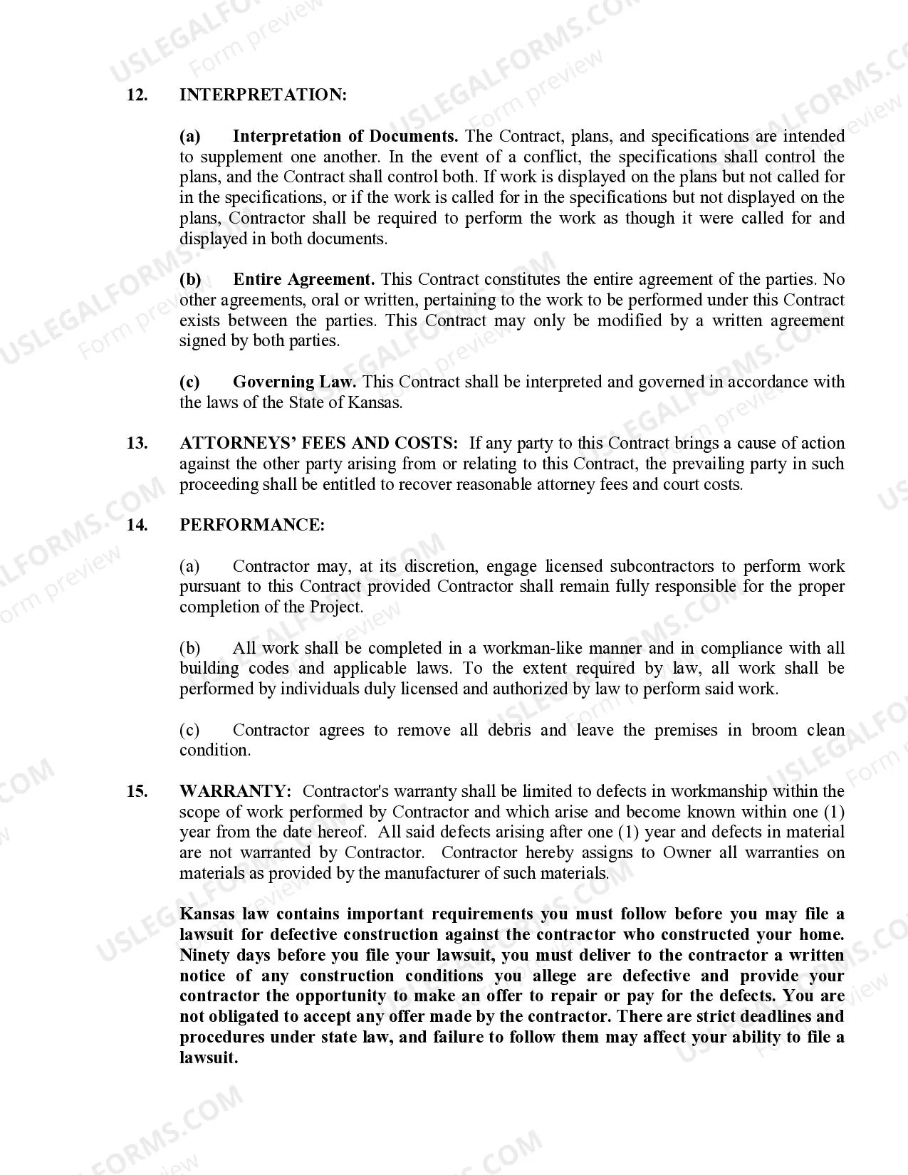 Preview Security Contract for Contractor