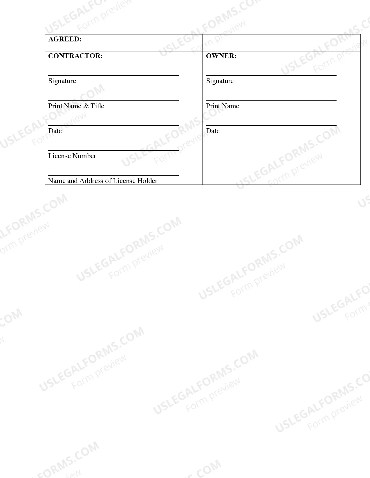 Preview Security Contract for Contractor
