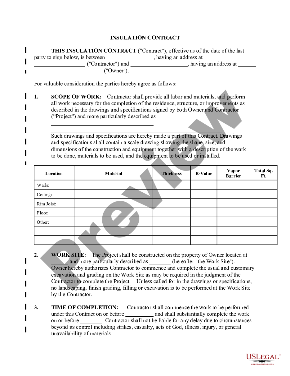 page 0 Insulation Contract for Contractor preview