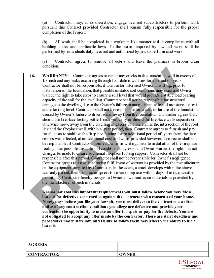 Preview Foundation Contract for Contractor