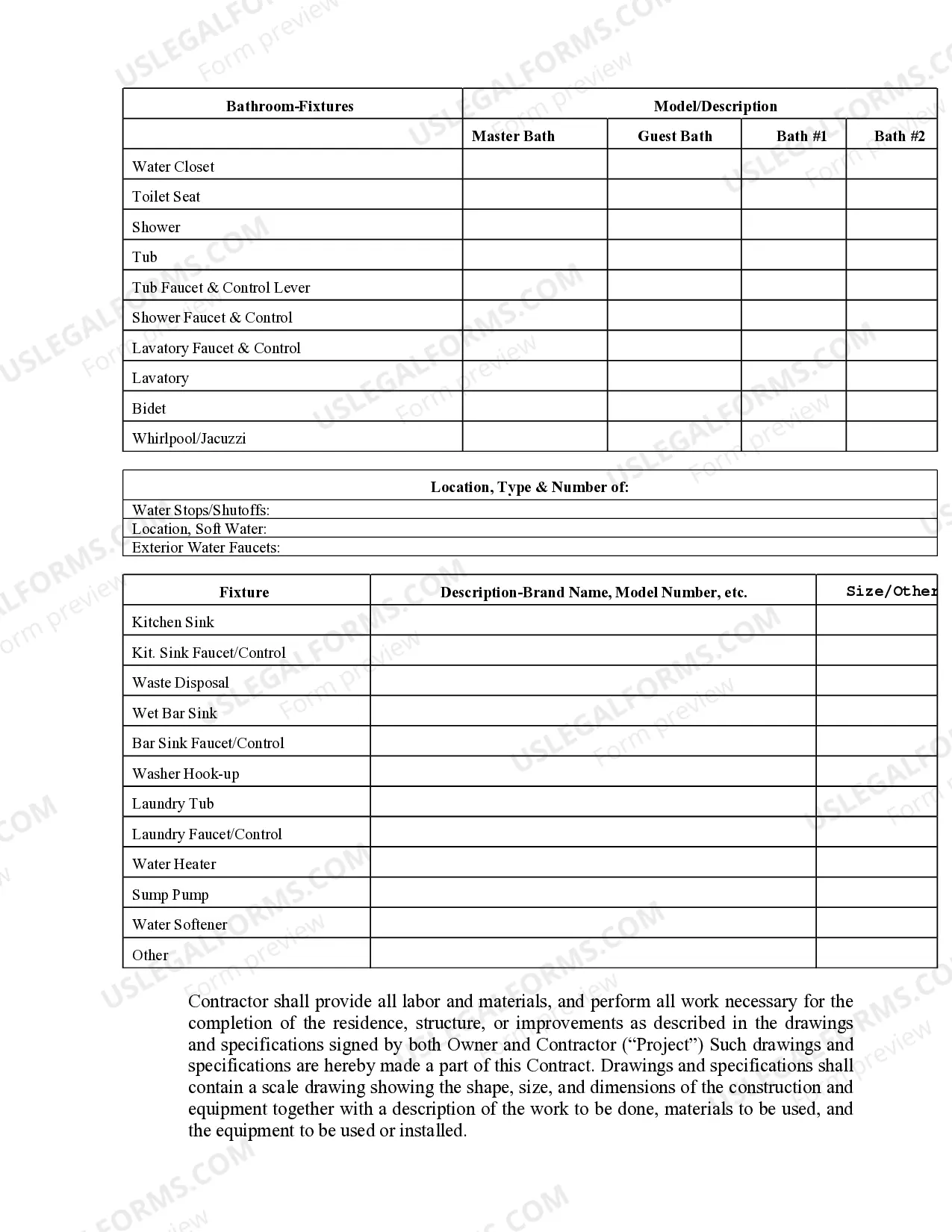 Preview Plumbing Contract for Contractor