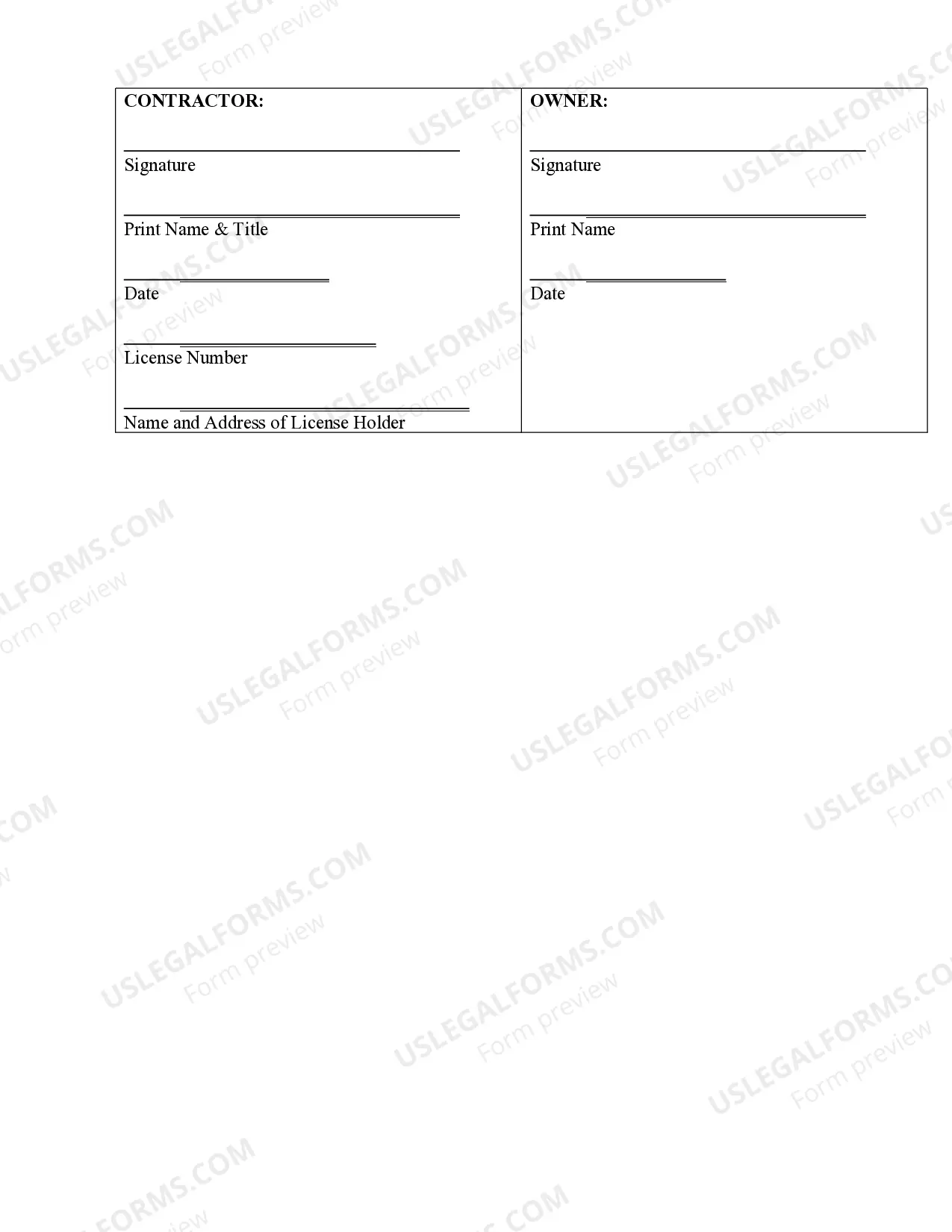 Preview Plumbing Contract for Contractor