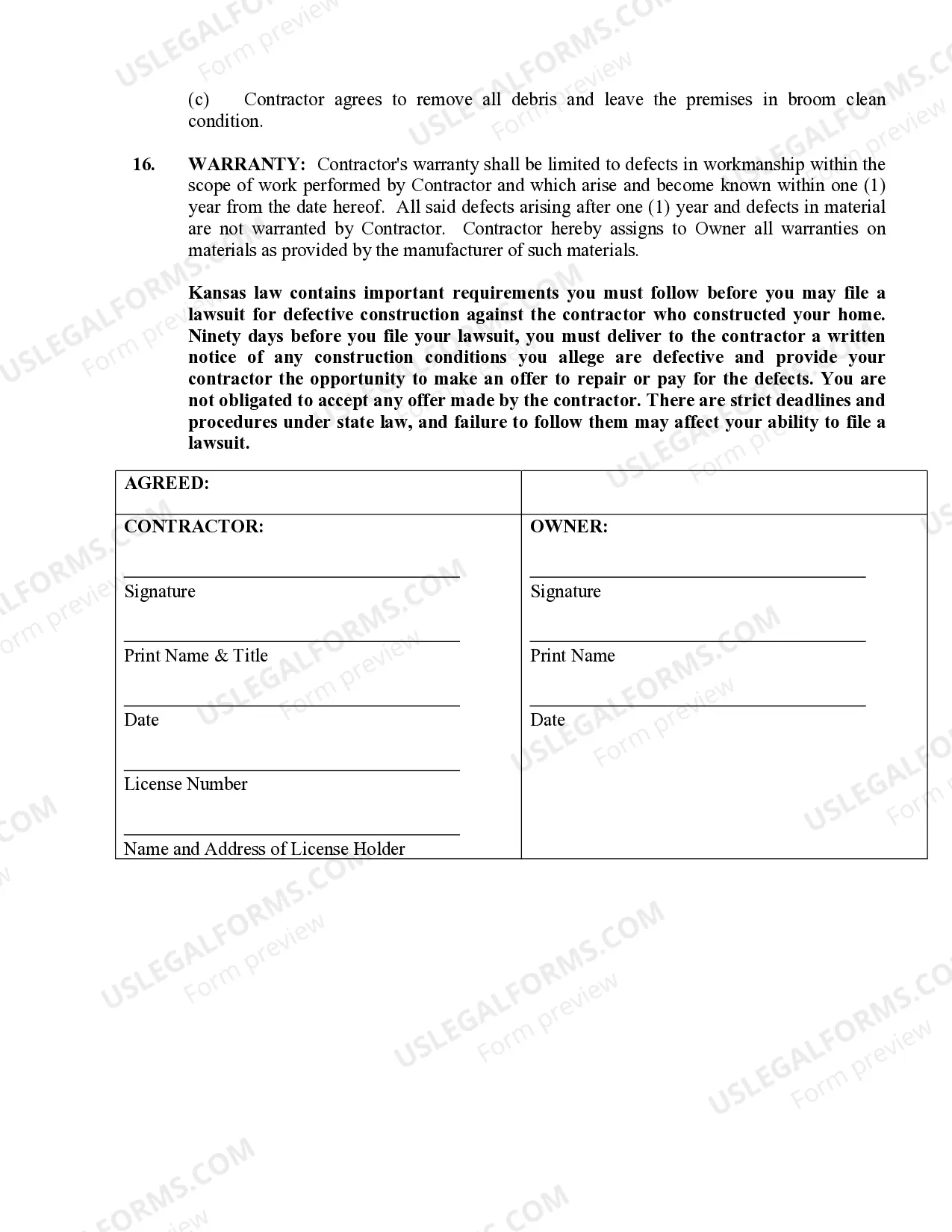 Preview Brick Mason Contract for Contractor