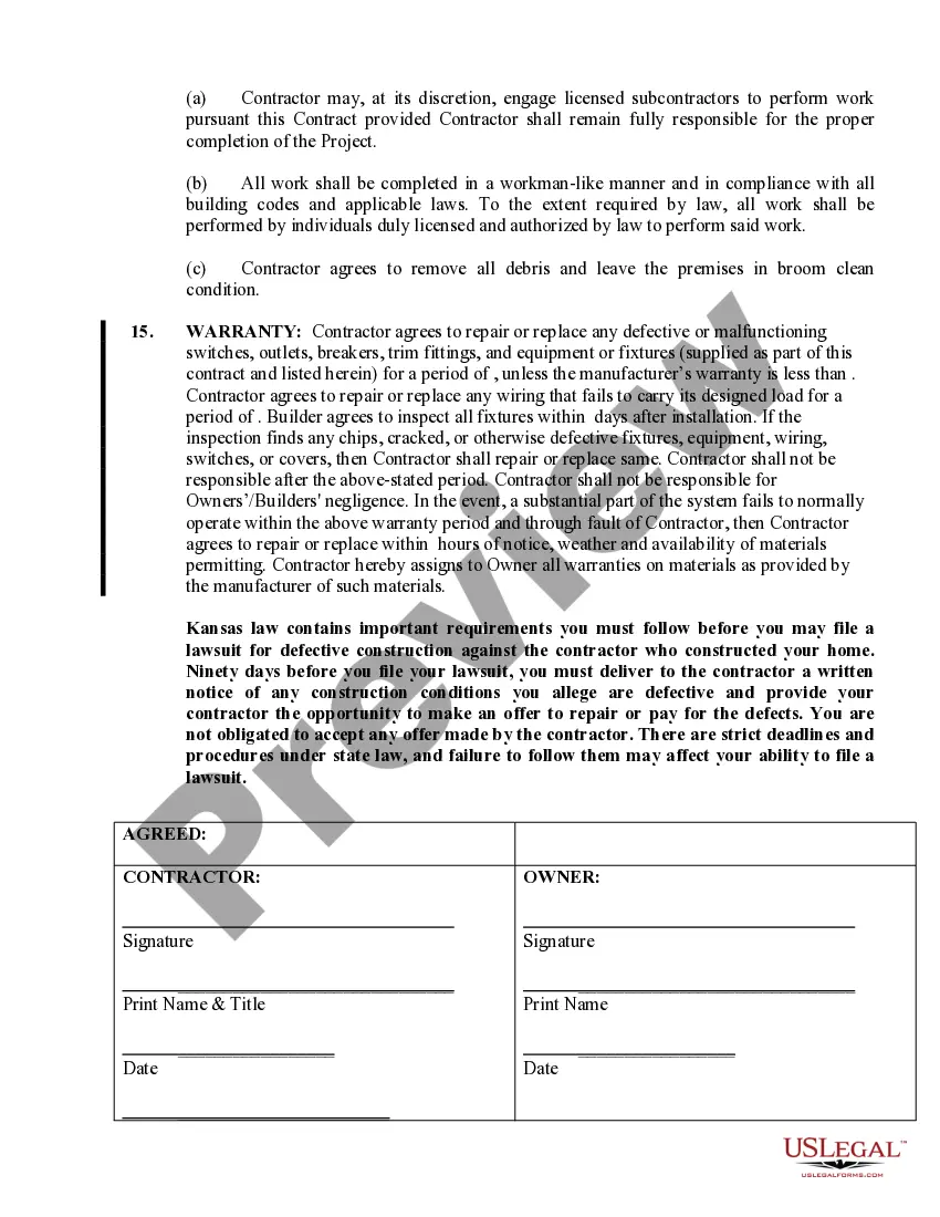 Preview Electrical Contract for Contractor