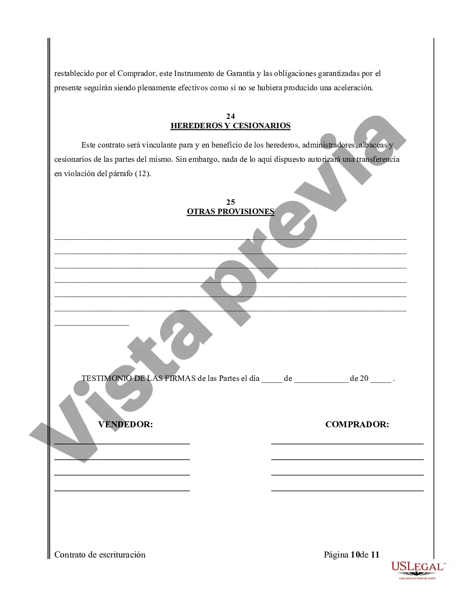 Preview Acuerdo o Contrato de Escritura de Venta y Compra de Bienes Raíces a/k/a Terreno o Contrato de Ejecución