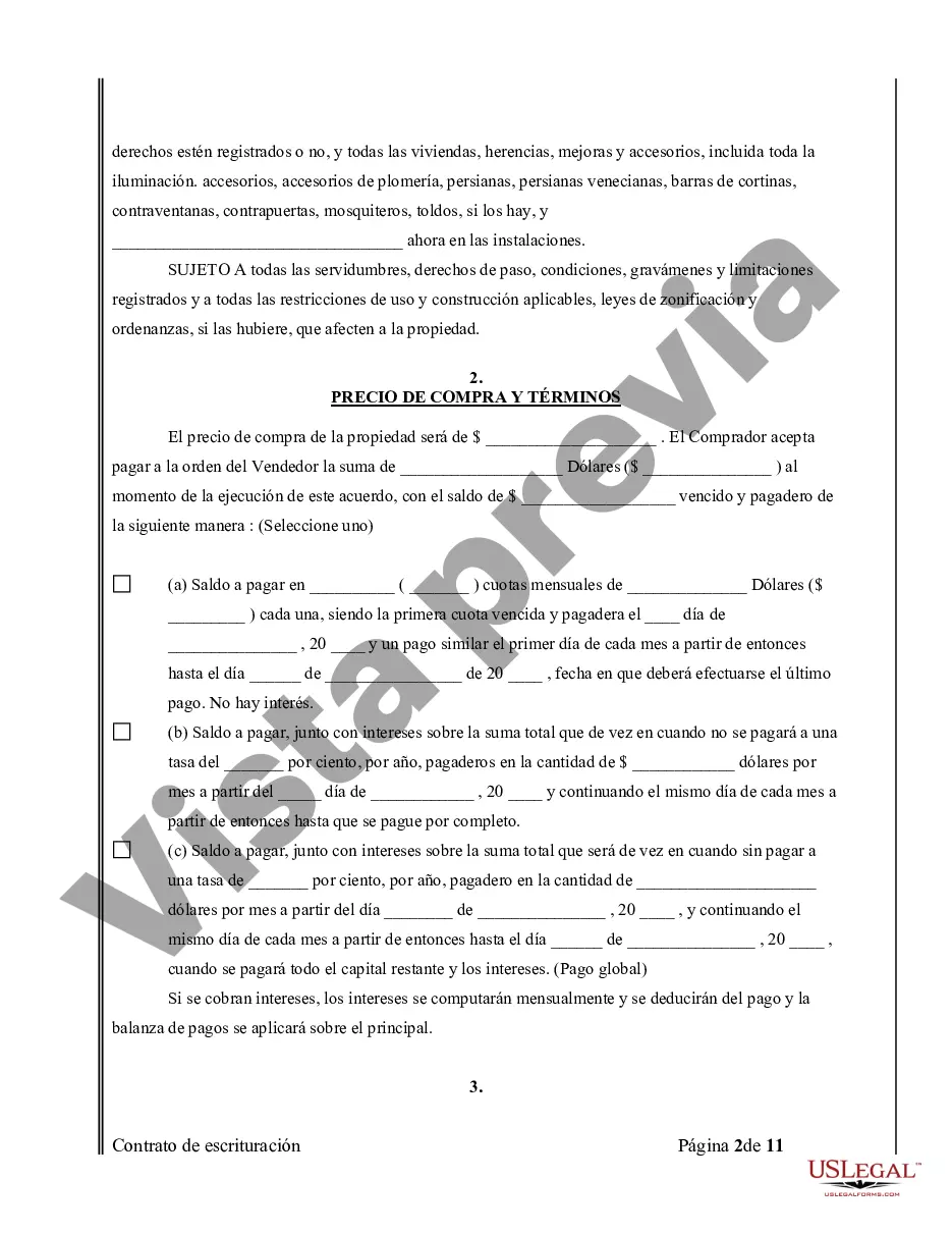 Preview Acuerdo o Contrato de Escritura de Venta y Compra de Bienes Raíces a/k/a Terreno o Contrato de Ejecución