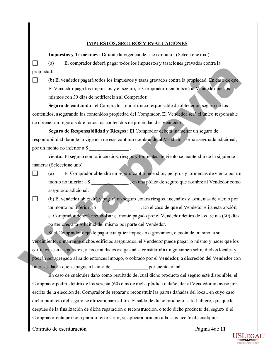 Preview Acuerdo o Contrato de Escritura de Venta y Compra de Bienes Raíces a/k/a Terreno o Contrato de Ejecución