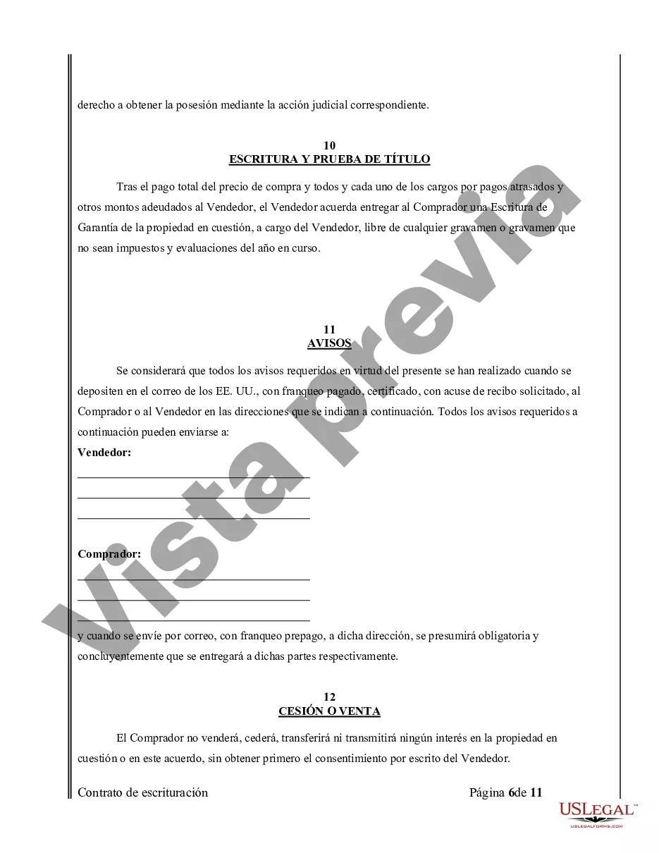 Preview Acuerdo o Contrato de Escritura de Venta y Compra de Bienes Raíces a/k/a Terreno o Contrato de Ejecución