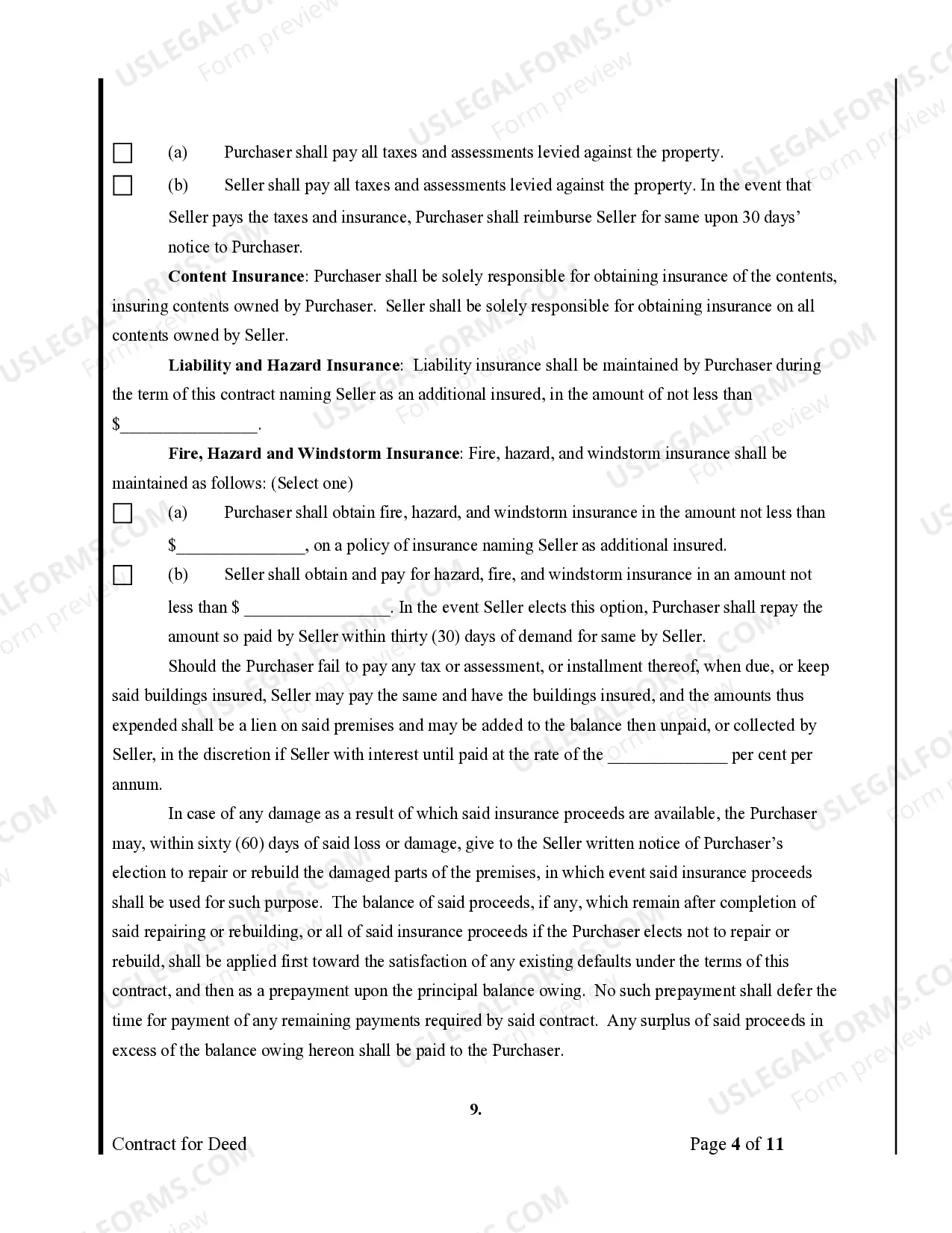 Preview Agreement or Contract for Deed for Sale and Purchase of Real Estate a/k/a Land or Executory Contract