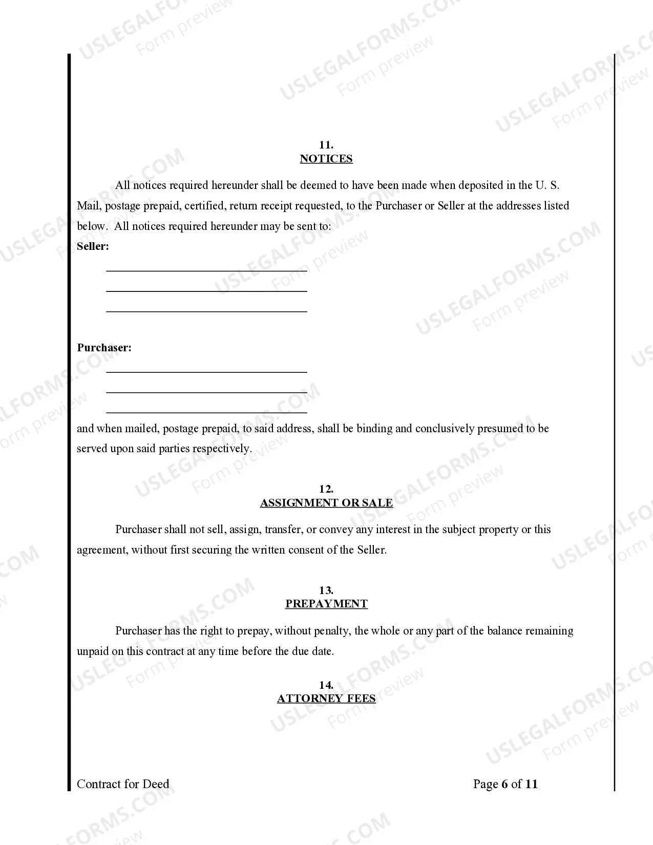 Preview Agreement or Contract for Deed for Sale and Purchase of Real Estate a/k/a Land or Executory Contract