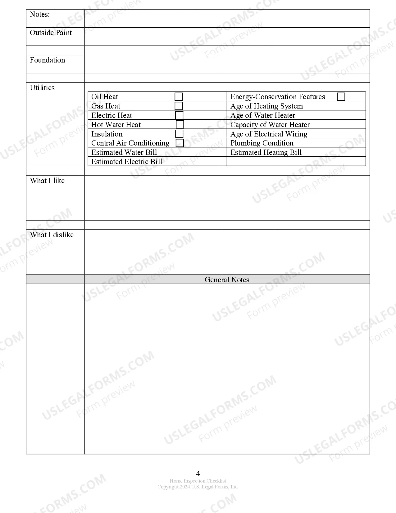 Preview Buyer's Home Inspection Checklist